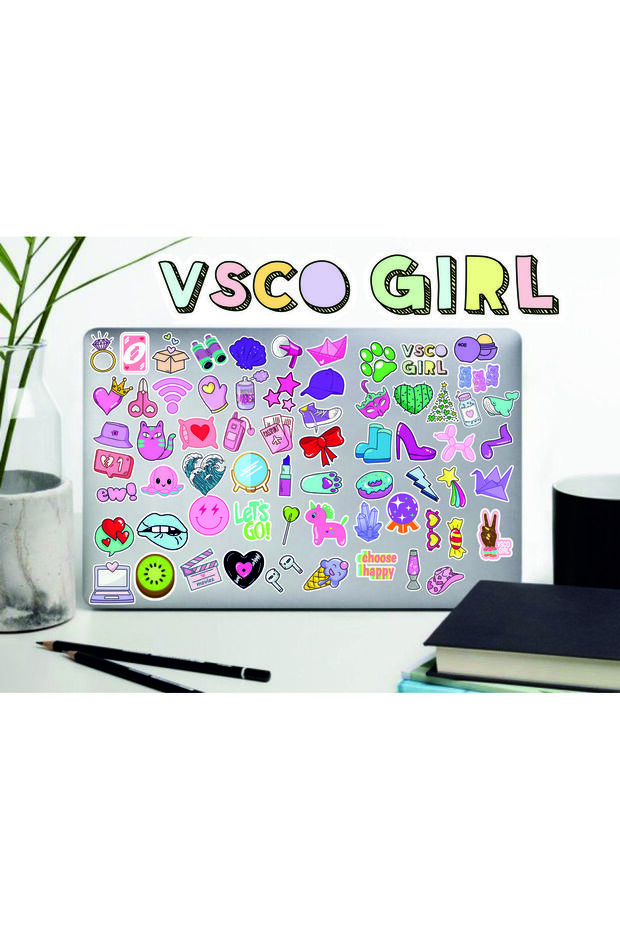 ملصق Vsco Girl للهاتف المحمول والكمبيوتر المحمول والكمبيوتر اللوحي وملصق زجاجة الماء