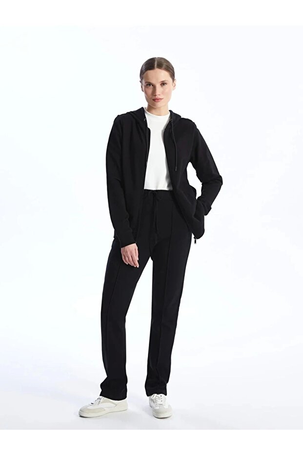 LCWAIKIKI Classic Hooded Plain Long Sleeve Women's Zip-up Sweatshirt