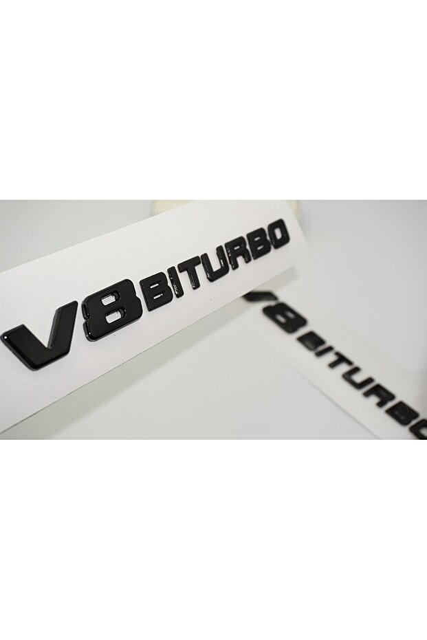 مجموعة من 2 شعار Benz V8 Biturbo Mudguard باللون الأسود
