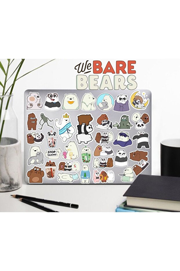 ملصق We Bare Bears Friends Bears Series 2 للهاتف المحمول والكمبيوتر المحمول والكمبيوتر اللوحي وملصق زجاجة الماء