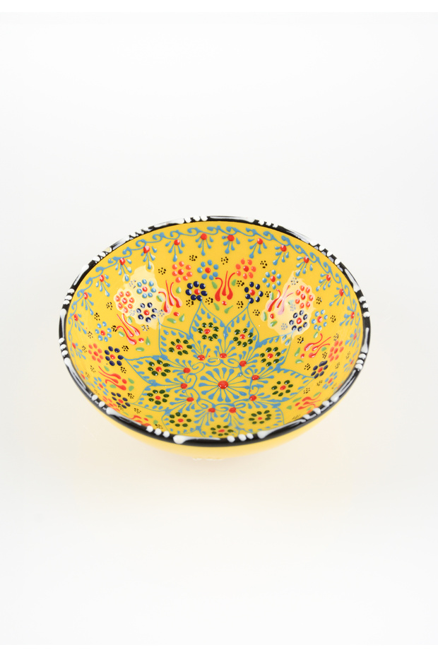20 cm Ceramic Bowl with Handmade Yellow Tulip Motif