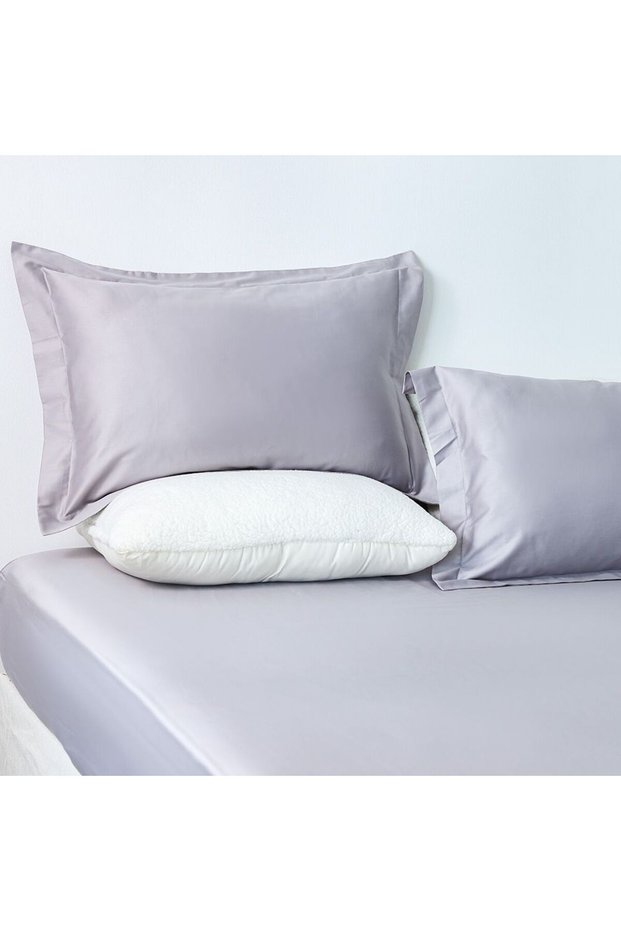 Serene 3 Piece 300 Tc Cotton Super King Fitted Sheet Set 200X200+35Cm,50X75Cm Grey|100% Cotton