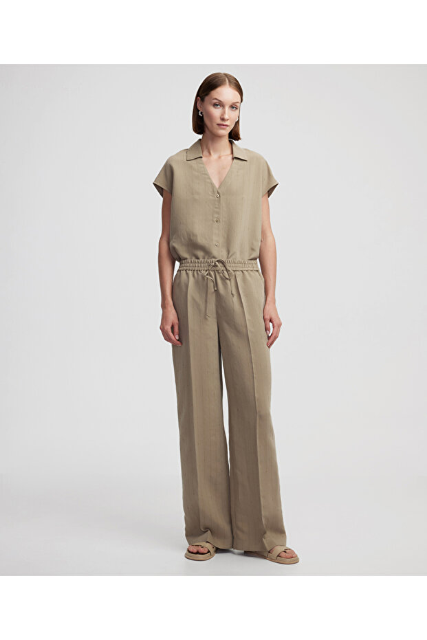 Ütü izli elastik bel pantolon - 2