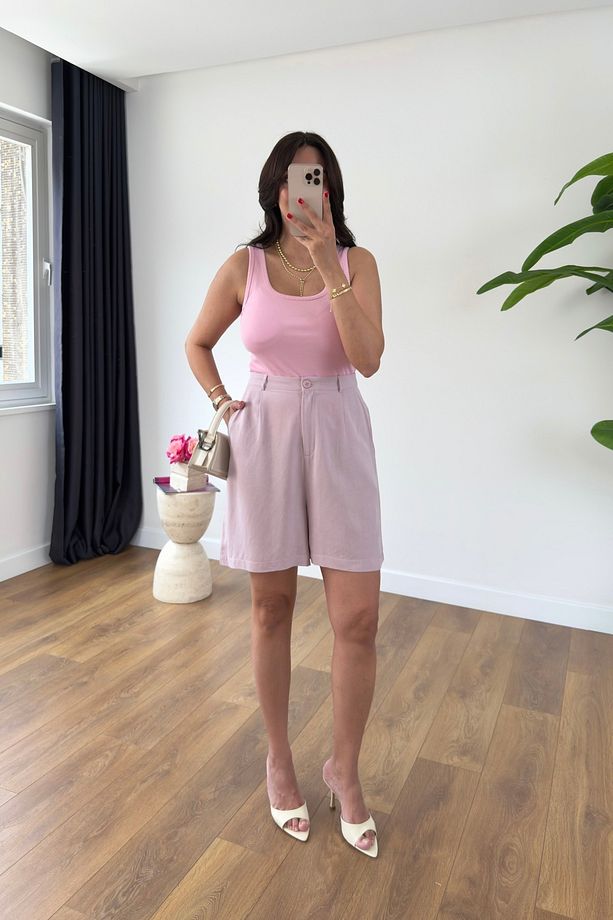 Mandy Lila Keten Şort - 3