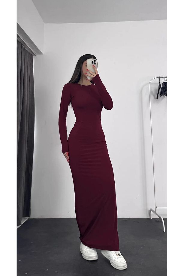 Kadın Hailey Uzun Kollu Maxi Elbise - 2