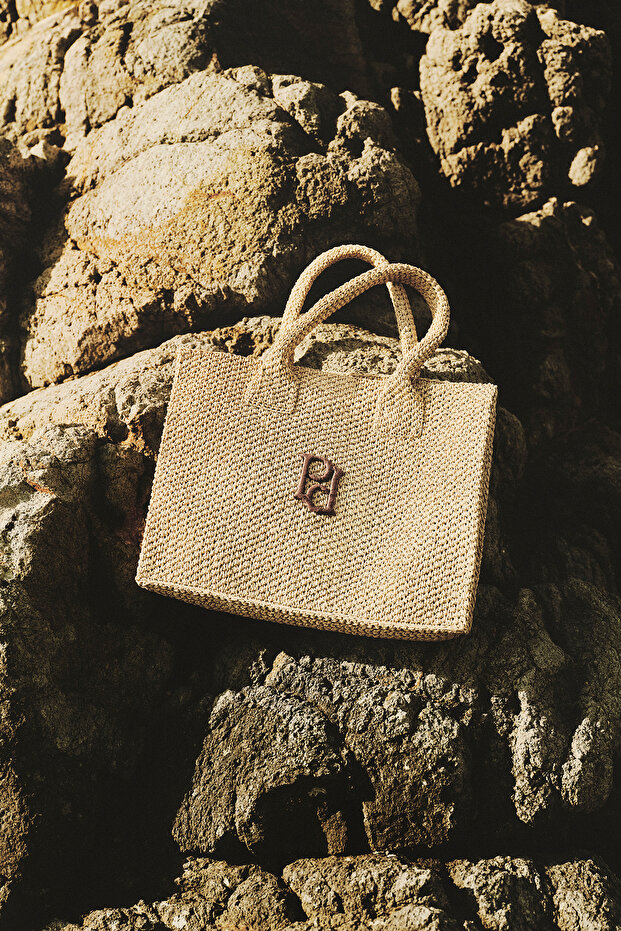 Açık Bej Örme Çanta - 5