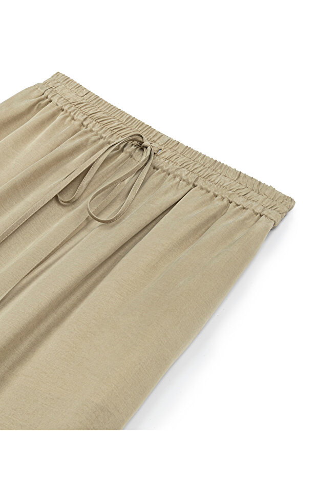 Elastik bel wide leg pantolon - 4