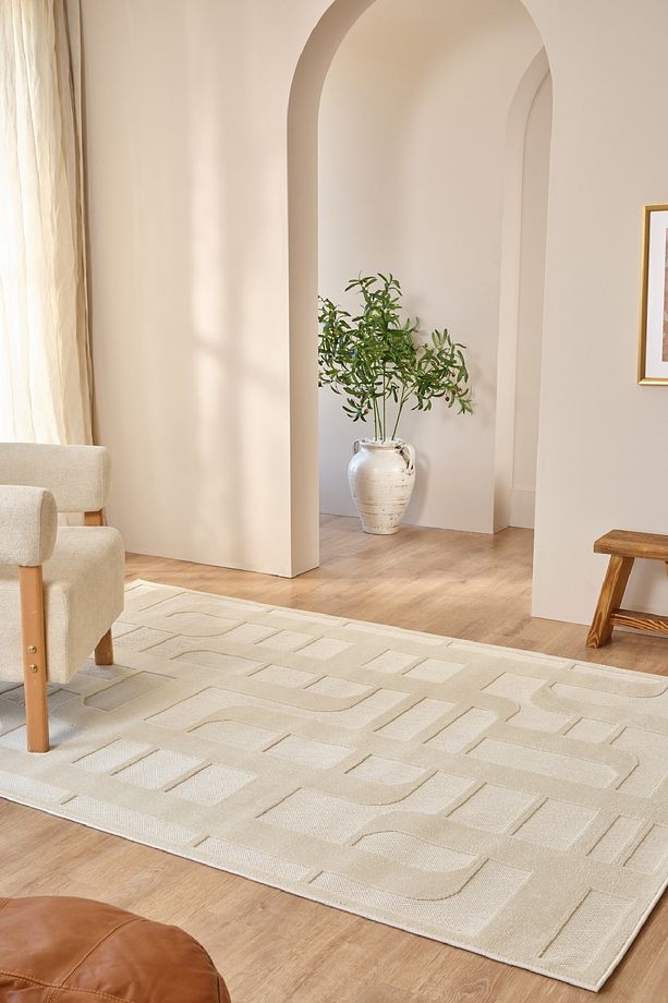Kaşmir Halı İskandinav Tora White Salon Mutfak Halısı Yolluk - 1