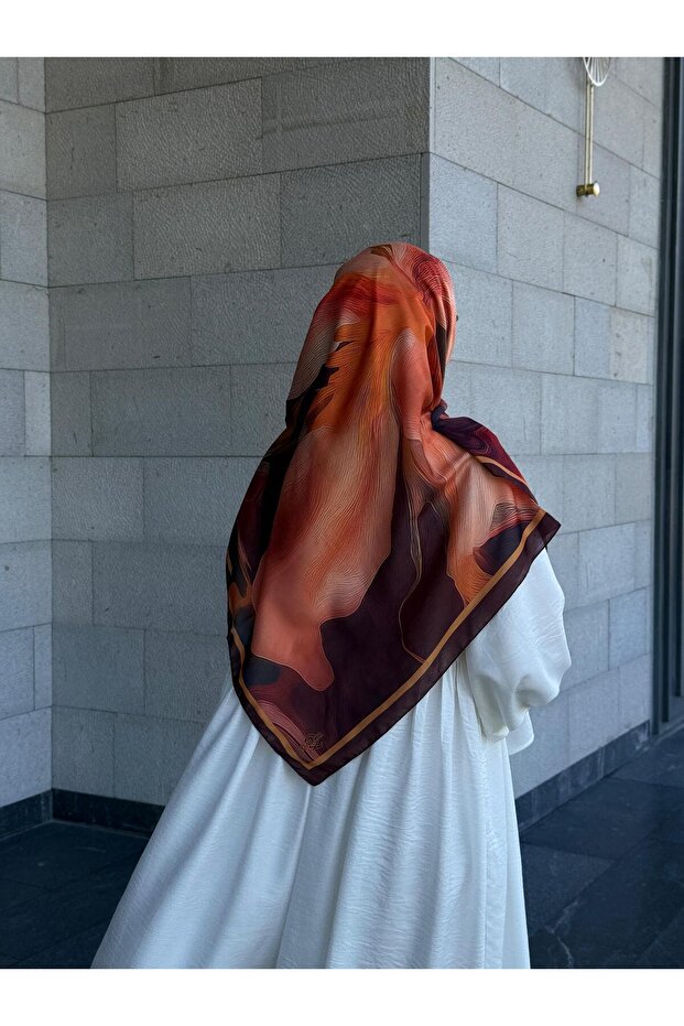 Pamuklu Amber Desen Eşarp-Mürdüm - 6