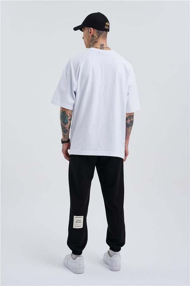 Oversize Basic Bel Paça Lastikli 3 Cepli Jogger Eşofman Altı BLACK - 6