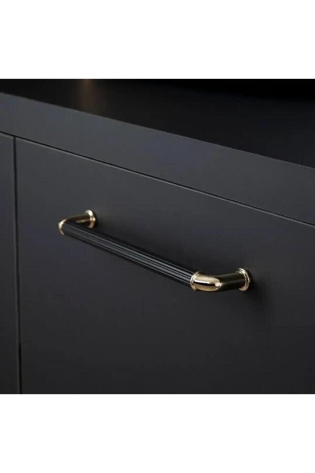 Mobilya Kulbu Altın/Siyah Renk 128mm Kulp 1 Adet (SY4682 0128 GL-AL6) - 1