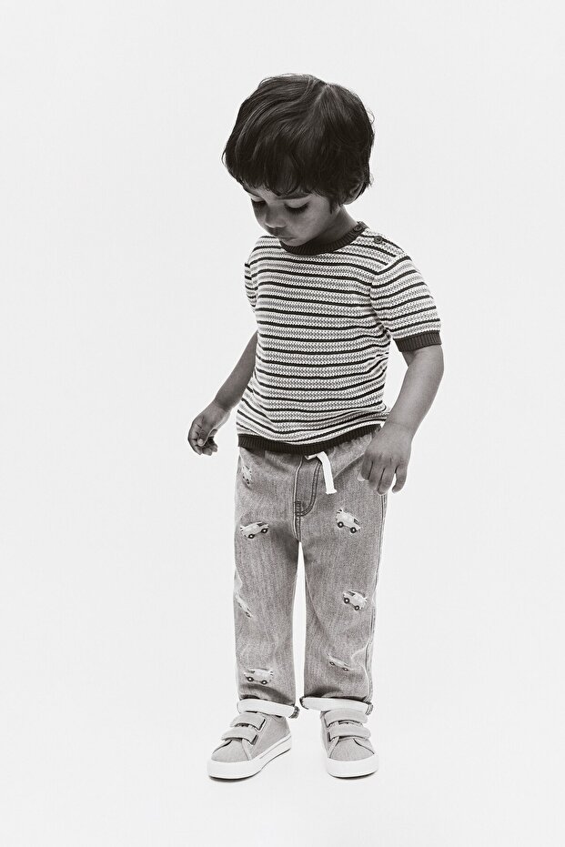 İşleme Detaylı Kot Jogger Pantolon - 4