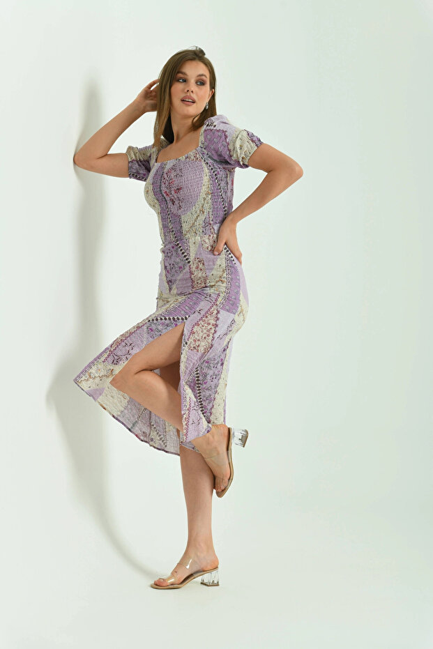 Summer Dress with Slit Pattern - 7