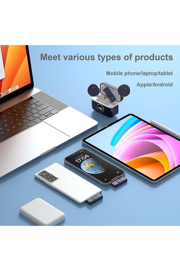 Kablosuz Yaka Mikrofonu Çift Mikrofon iPhone 16 ile Uyumlu TYPE-C Portlu Röportaj Canlı Yayın Q81 - 4