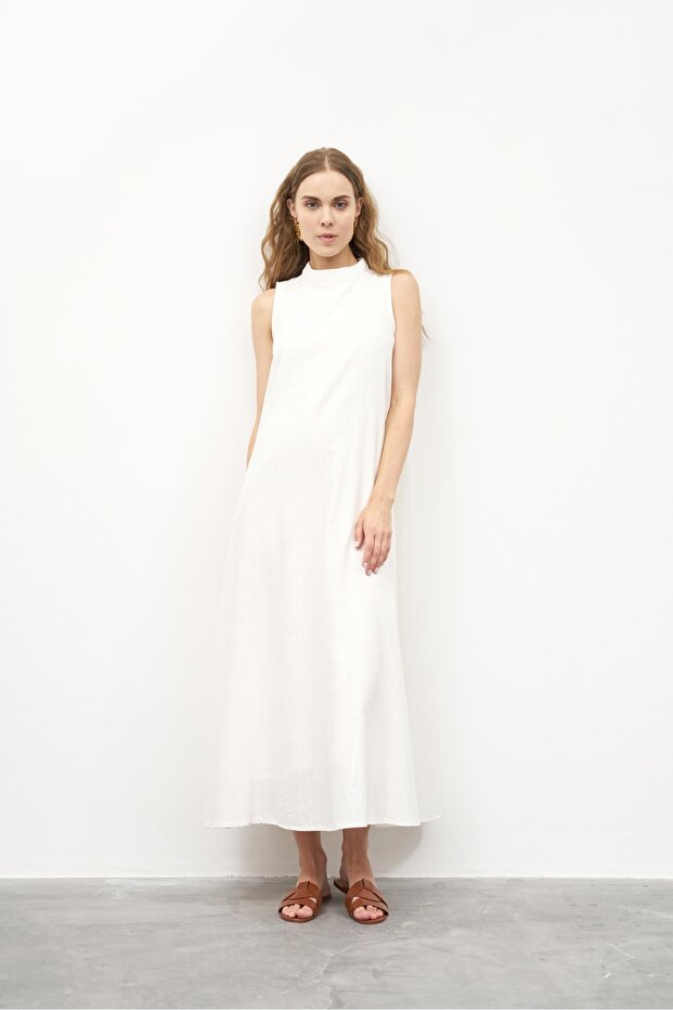 Women's Organic Cotton Sleeveless Dress Ecru
