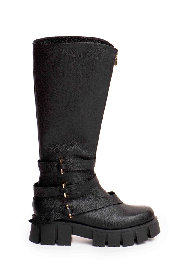 Μπότες Elizze, μαύρο δέρμα βουβάλου - 3