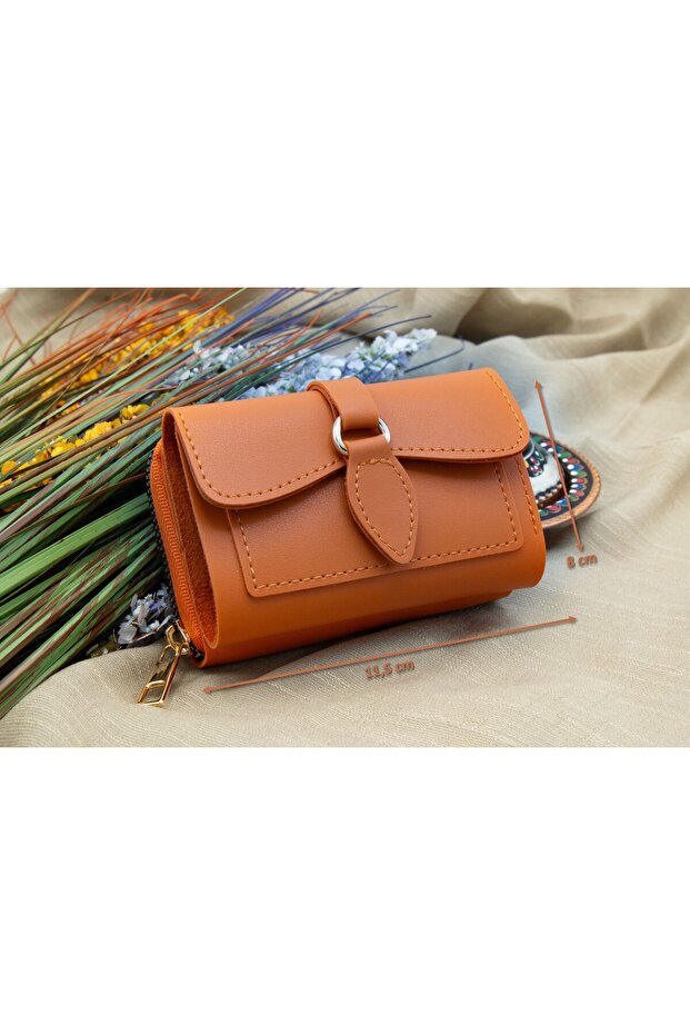 Defne Women's Wallet with Zippered Accordion Paper and Coin Compartment
