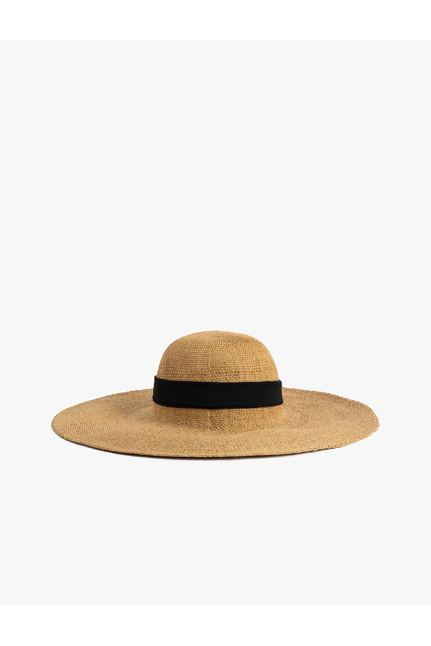 Straw Hat with Band Detail