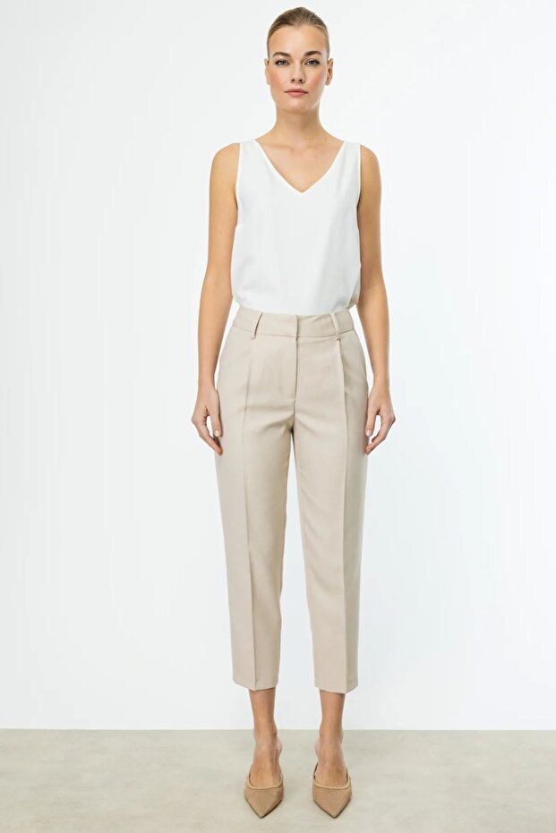Women's Skinny Leg Side Pocket Trousers 4132 Stone