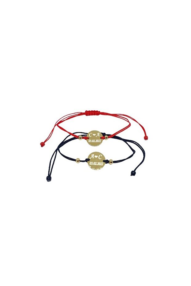 Set de 2 bratari pentru cupluri personalizate cu initiale si data, Dalimag - 1