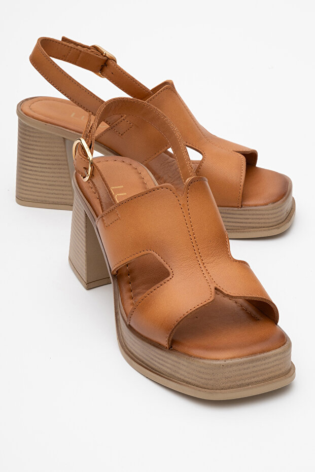 Kevin Tan Skin Genuine Leather Women's Platform Heeled Sandals