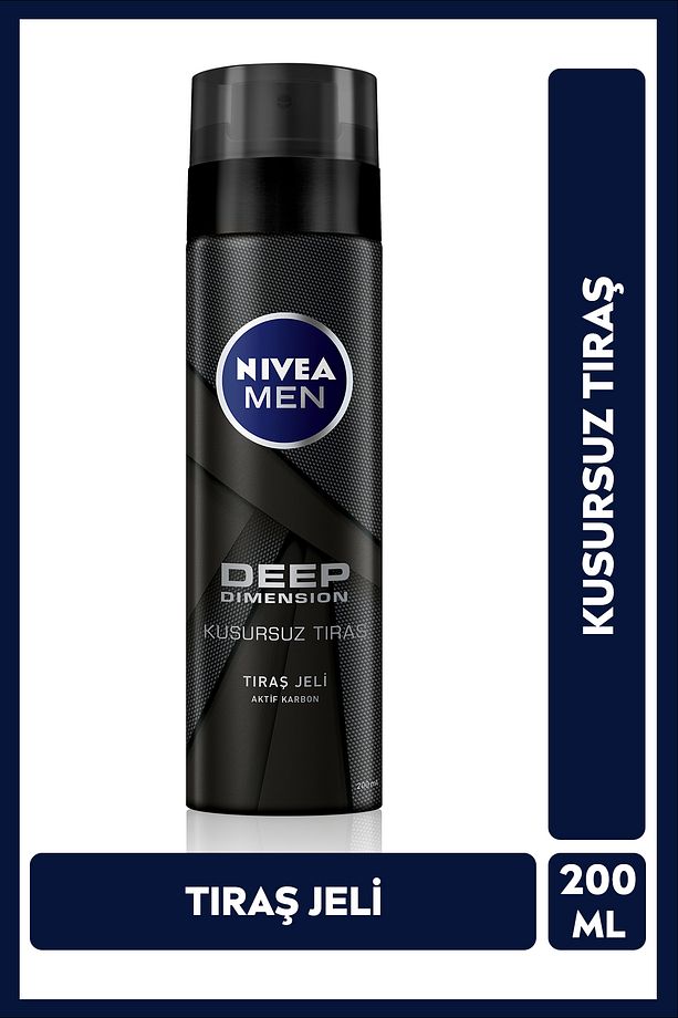 MEN Erkek Tıraş Jeli Deep Dimension Aktif Karbon 200ml, Kusursuz ve Kaygan Tıraş, Sakal Temizleyici - 1