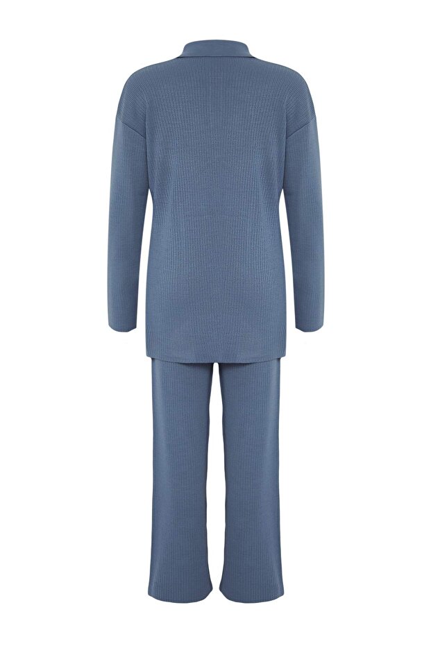 Indigo Polo Yaka Ftilli Triko Alt-Üst Takım TCTAW25US00044 - 7