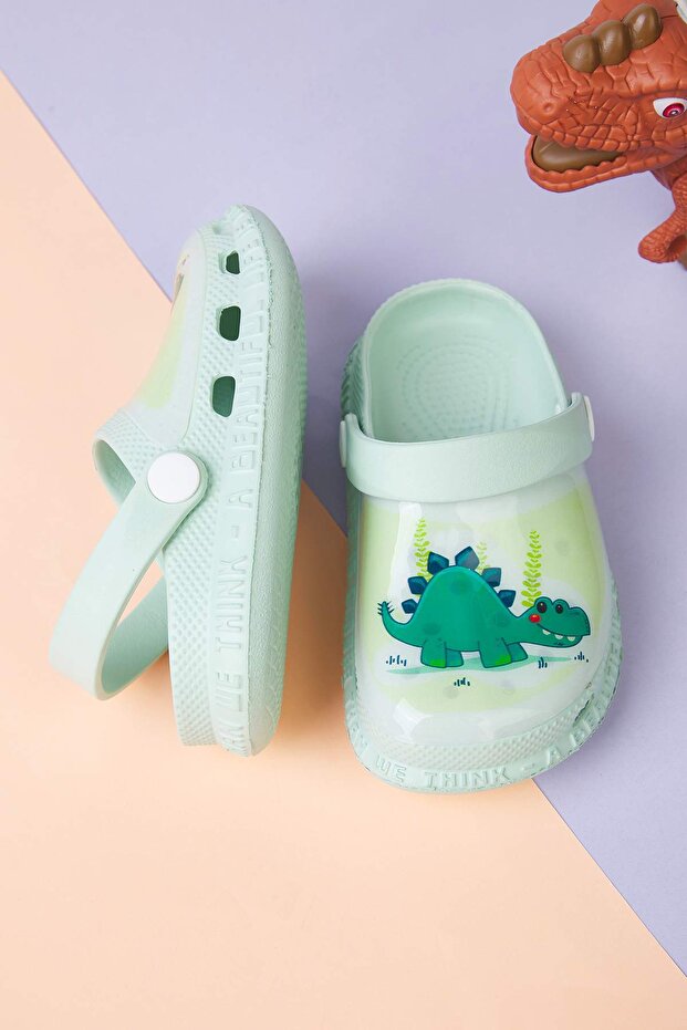 Soft Mint Önü Kapalı Işıklı Timsah Figürü Detaylı Erkek Çocuk Kids Sandalet Terlik TAKSS25TE00054 - 10