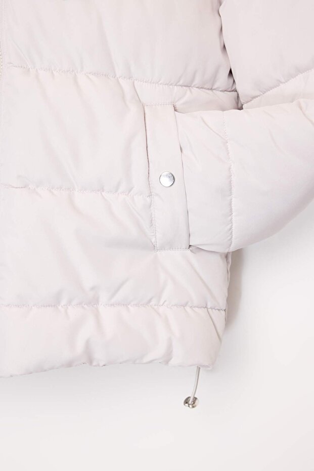 Сиво пухено яке с качулка, модел Rugular, водоотблъскващо TWOAW26MO00090 - 11