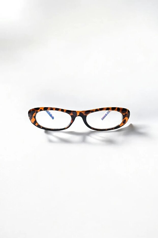 Laurent Unisex Leopard Oval Frame Blue Block Transparent Glass Glasses