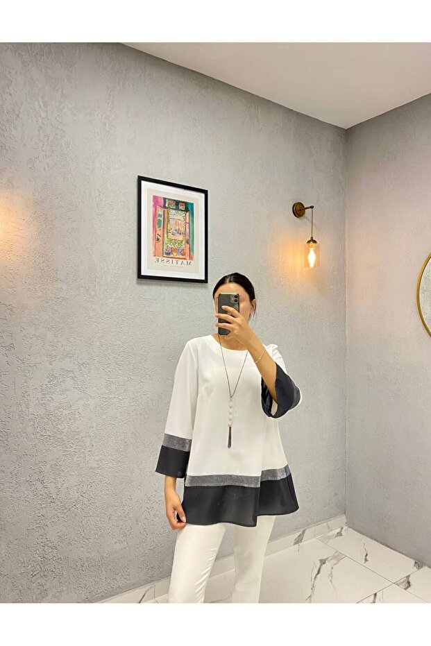 Kadın Krep Şifon Tunik Bluz - 2