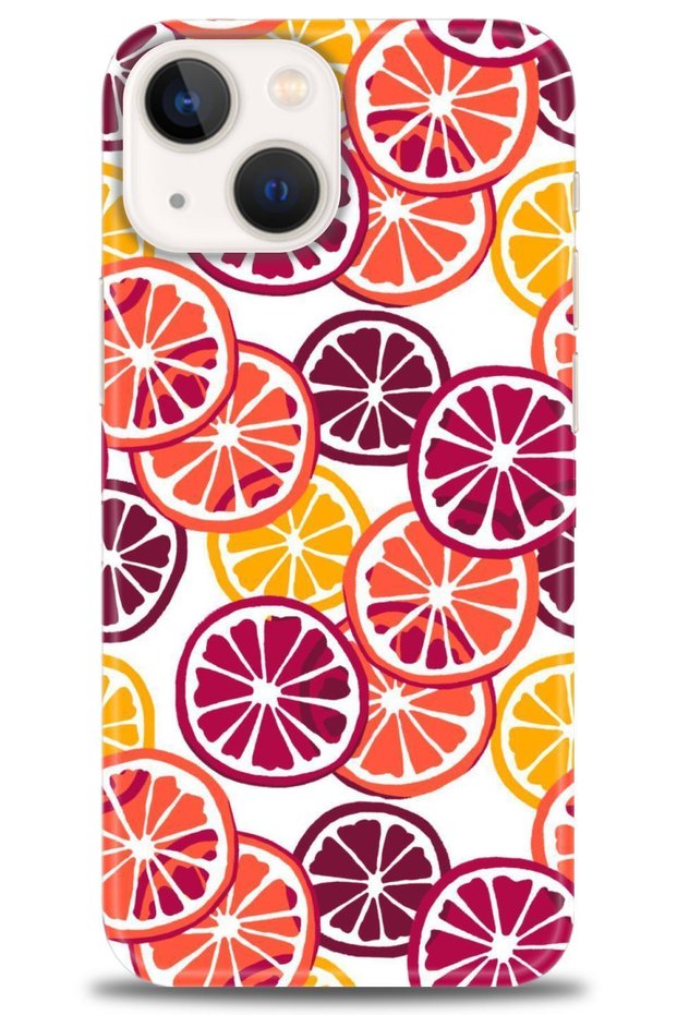 iPhone 13 Case HD Printed Case - Burgundy Lemon Slices - MRC