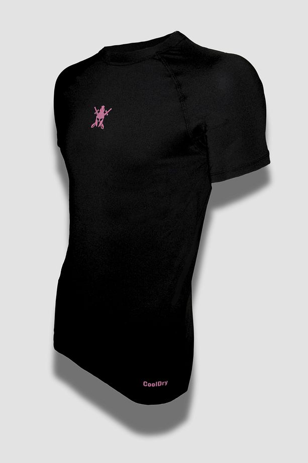 Cooldry Compression Ter Tutmayan Kısa Kol Tişört Pembe Logo – Siyah - 4