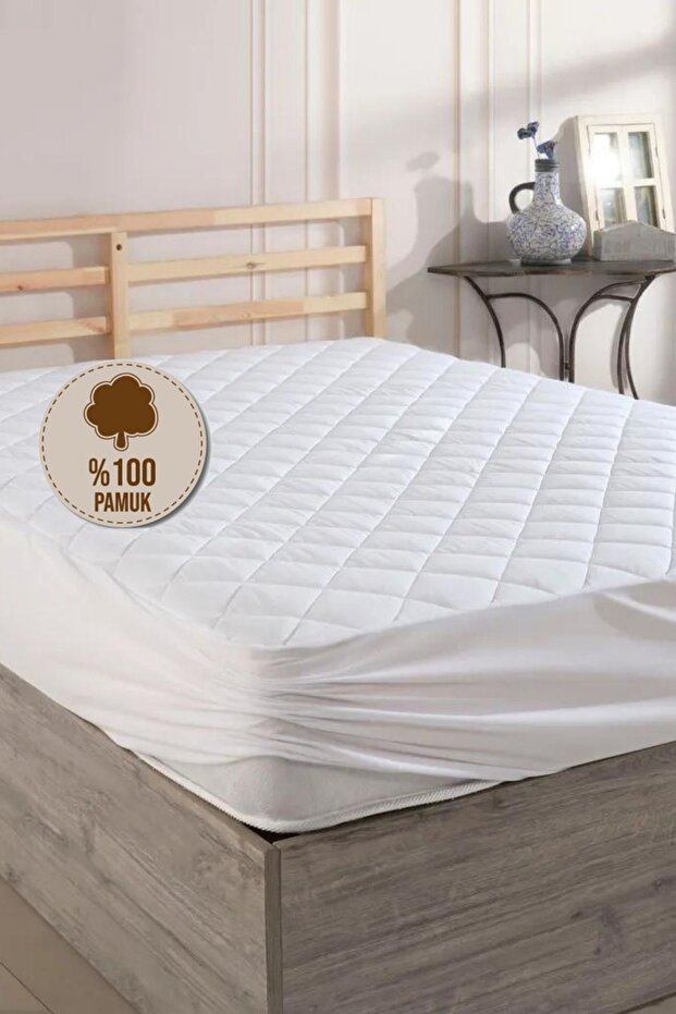 Pamukkale Matratzenauflage, gesteppter Matratzenschoner, 100 % Baumwolle (16 Größen) - 1