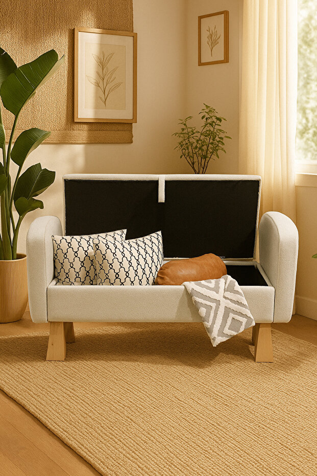 Hilda Sandıklı Bench, Kırık Beyaz - 1