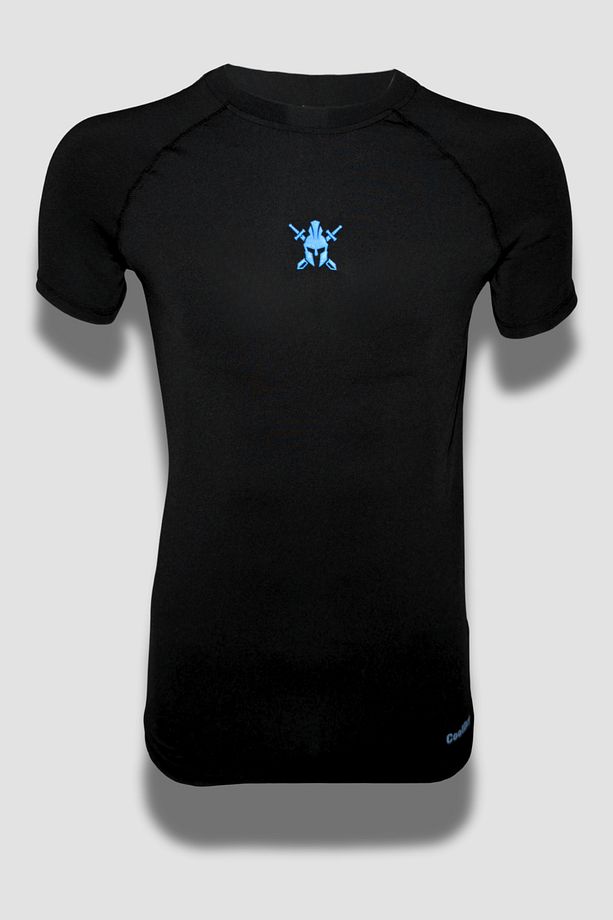 Cooldry Compression Ter Tutmayan Kısa Kol Tişört Mavi Logo – Siyah - 1