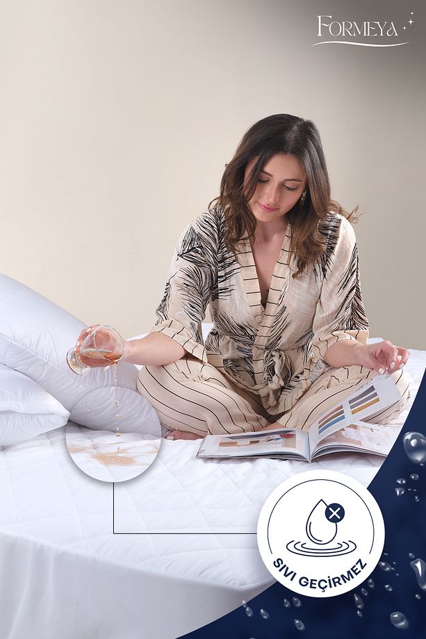 Adelya Kapitone Fitted Full Kenar Su Sıvı Geçirmez Yatak Koruyucu Alez Çarşaf Bebek Tek Çift Battal - 4