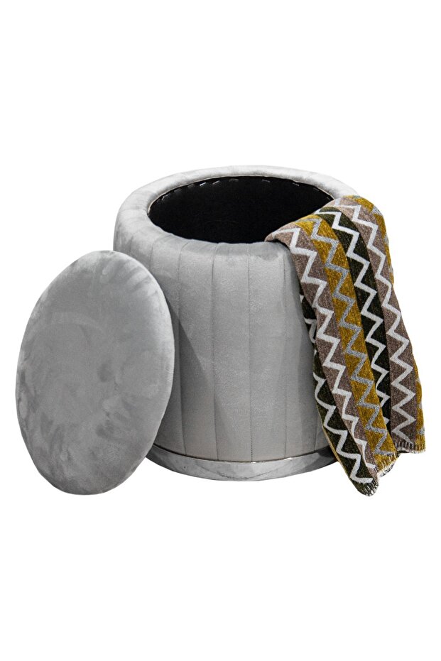 Long Line Sandıklı Puf , Gri Silver - 3