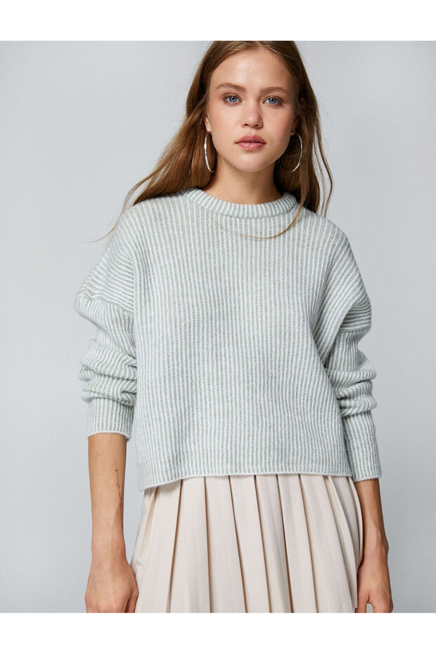 Basic Knitwear Sweater Crew Neck Ribbed Long Sleeve