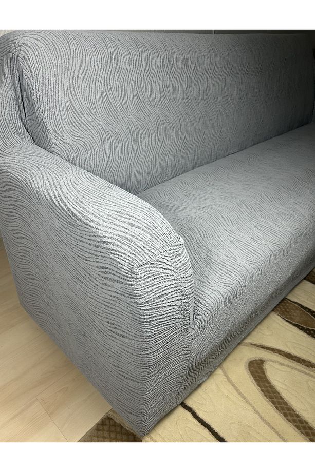Jakarlı Koltuk Örtüsü Su Yolu Desen 3 3 1 1 Li Lastikli Likralı Koltuk Kanepe Çekyat Takımı - 1