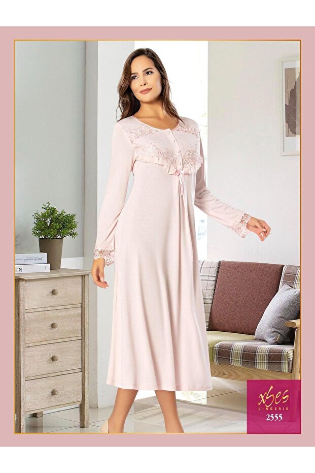 Women's Long Sleeve Maternity Nightgown 2555 V25005