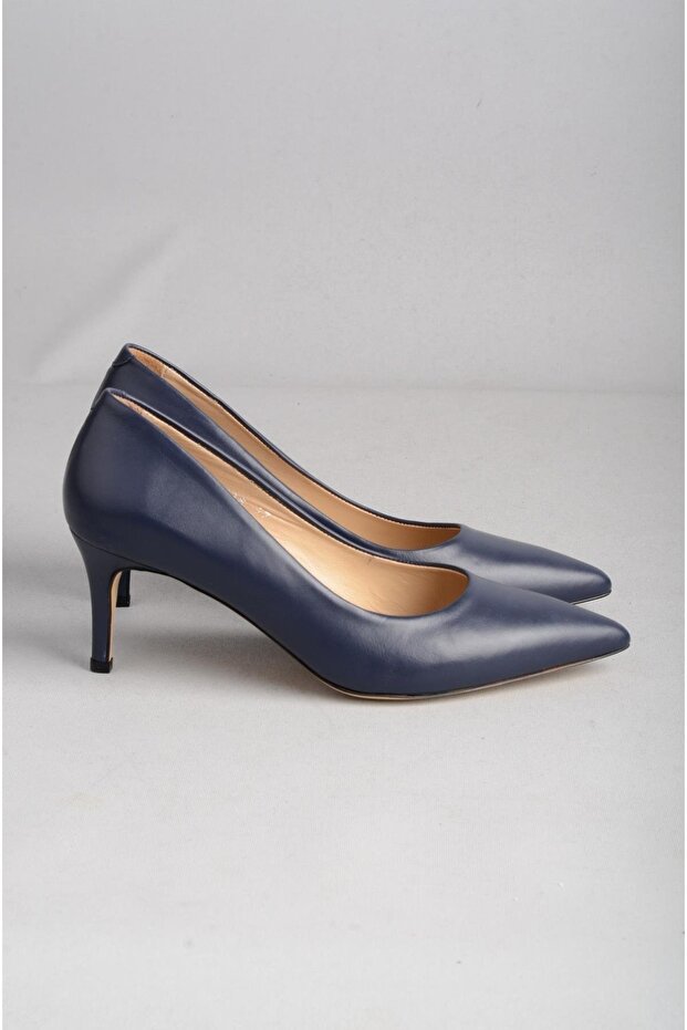 Seç 2578 Genuine Leather Stiletto (Heel Height: 7 cm) Dark Blue