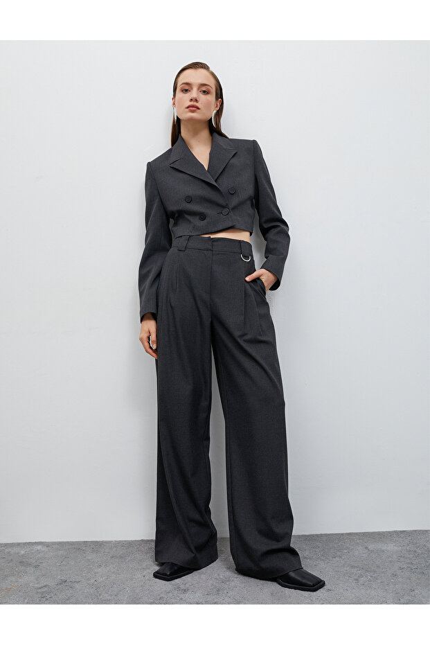 Crop Double Breasted Blazer Jacket - 2