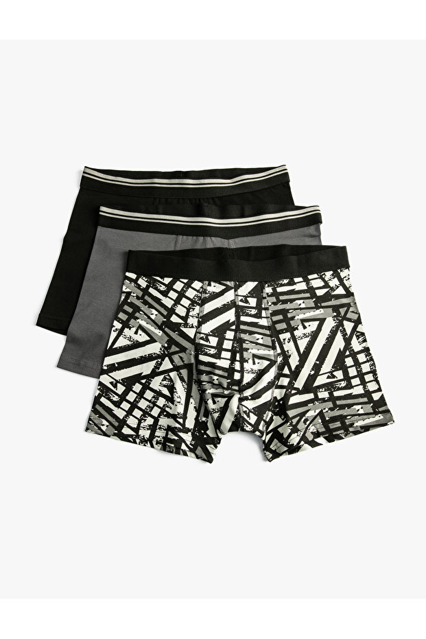 3-Piece Boxer Set Printed Cotton with Elastic Waist