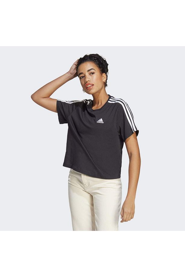 Essentials 3-stripes Single Jersey Crop Üst - 1
