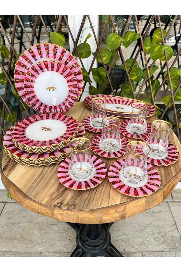 Pembe leopar 27 prç kahvaltı seti - 1