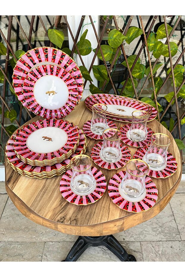 Pembe leopar 27 prç kahvaltı seti - 2