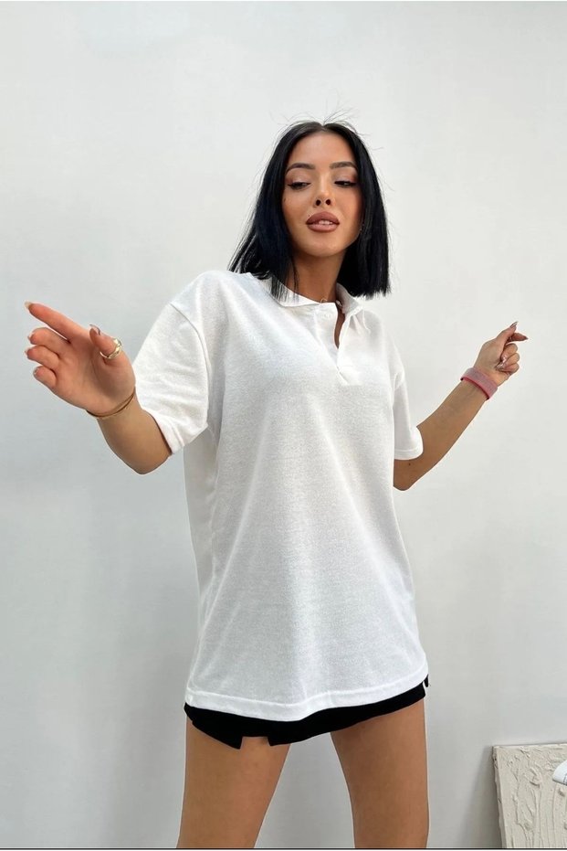 White Polo Neck Short Sleeve Children's Teenage T-Shirt
