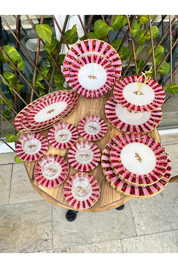 Pembe leopar 27 prç kahvaltı seti - 6