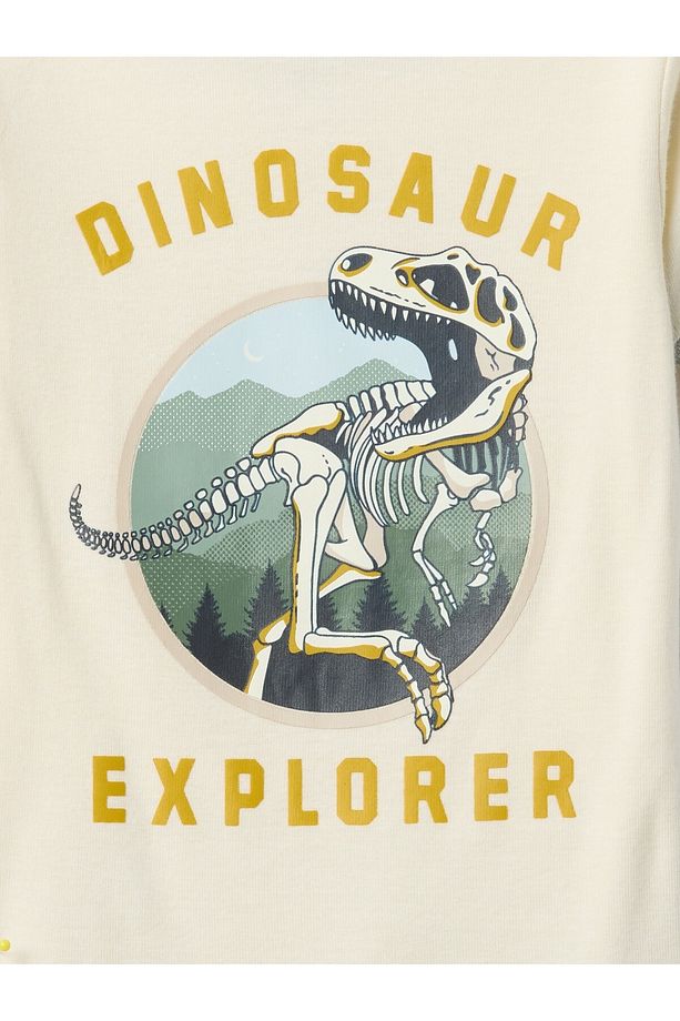 Bebek Gri Dinozor Desenli Pijama Takımı - 2